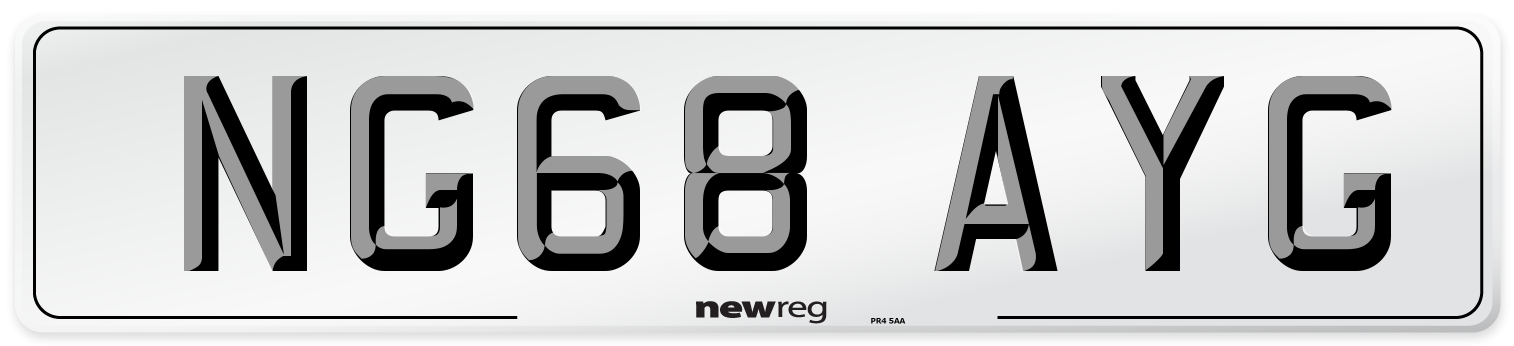 NG68 AYG Number Plate from New Reg